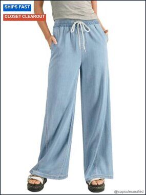 Sidefeel Women's Wide Leg Baggy Jeans High Waisted Elastic Waist Drawstring